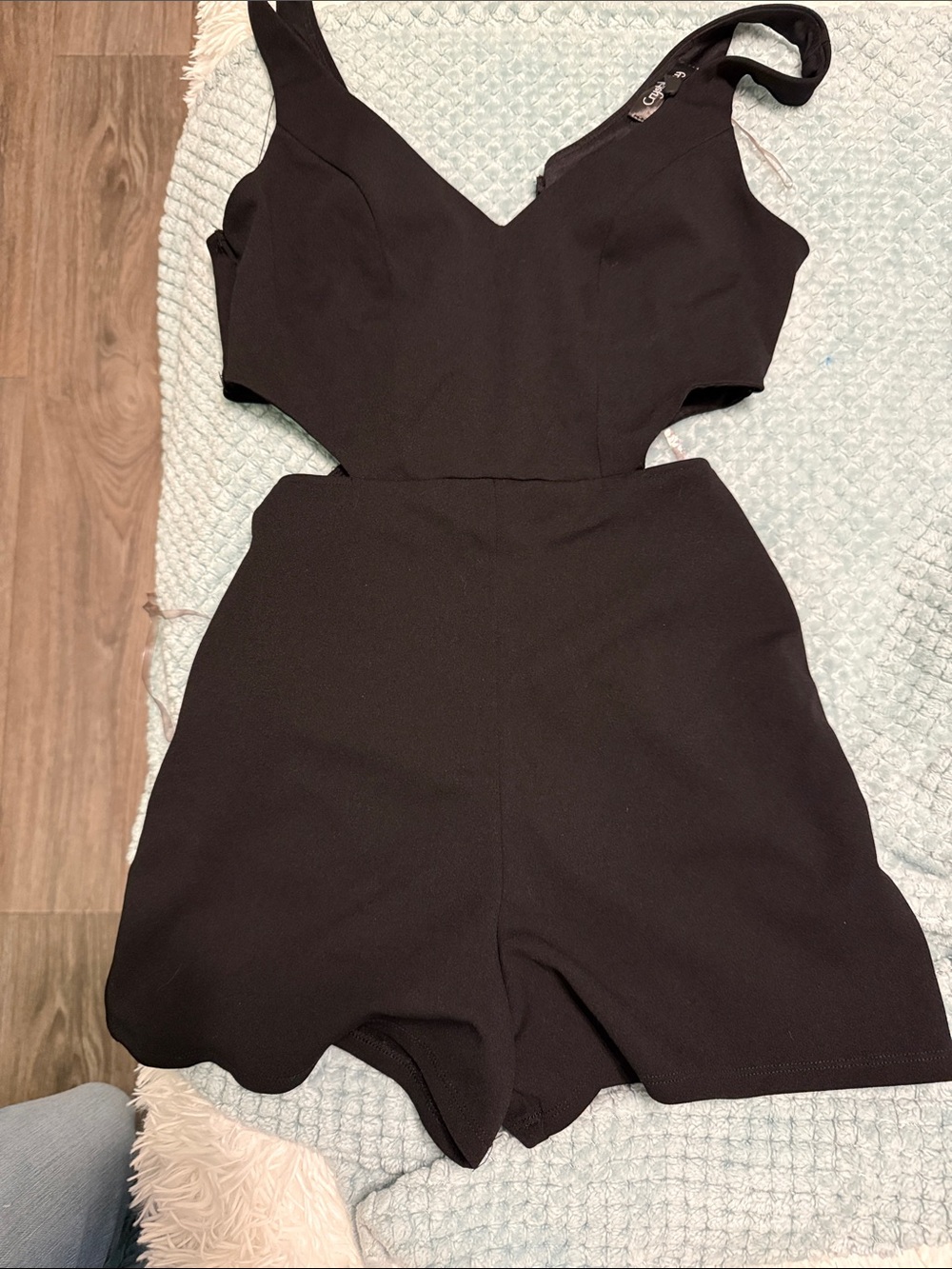 Women's Black Cutout V-Neck Romper